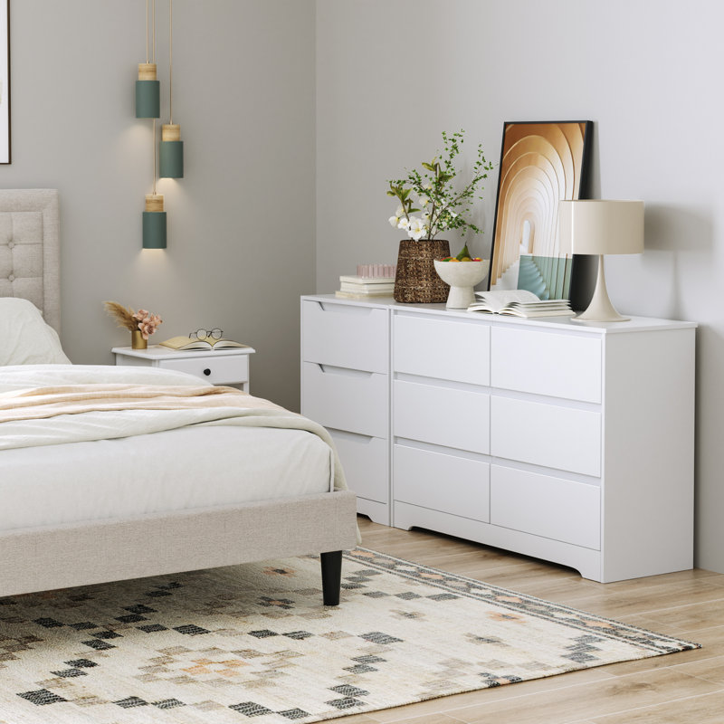 HOMECHO 6 Drawer Double Dresser, 32.3"H, White & Reviews Wayfair